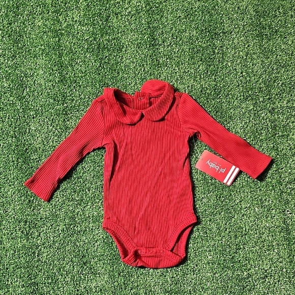 Pl Baby Other - Red Long Sleeve Baby Girl Onesie